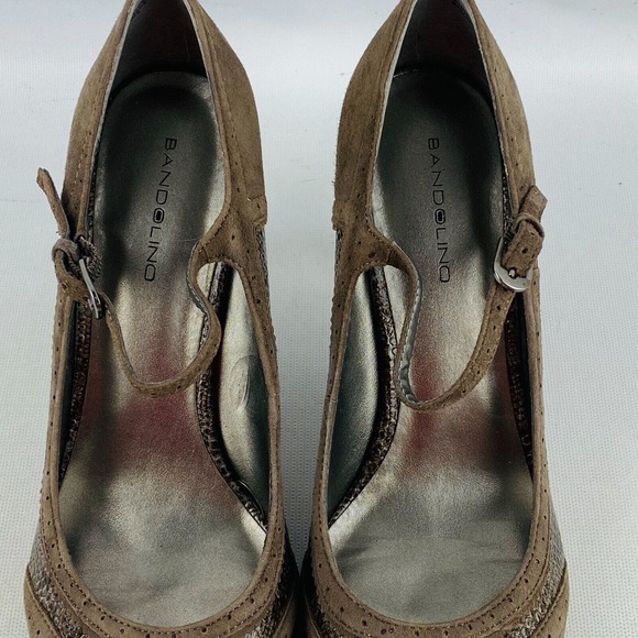 Womens 9M Bandolino‎ Boyden Pumps Gray Suede Snake Print 3" Heels Pointed Toes - Picture 8 of 9